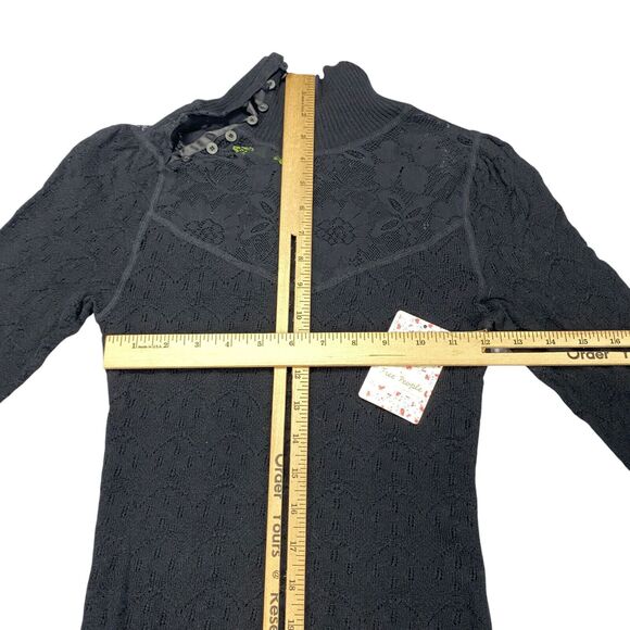 Free People Sweater Womens S/P Black Boho Moto Goth MSRP: $98.00 - Picture 7 of 16